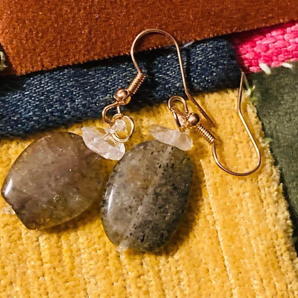 Natural Stone Earrings Handmade Green